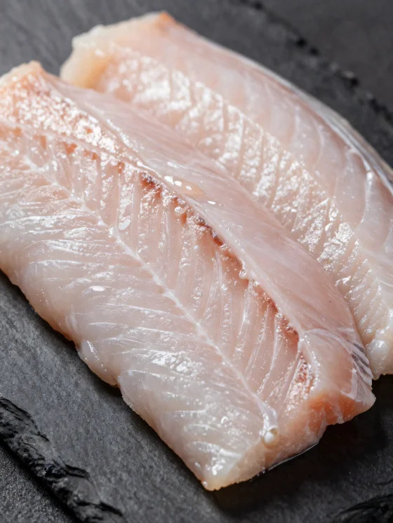 Филета от прясна змиорка с подправки върху дървена дъска