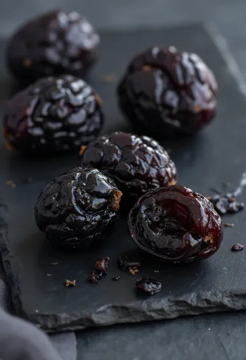 Сушени сливи в керамична купа, с пресни сливи, канела и мед