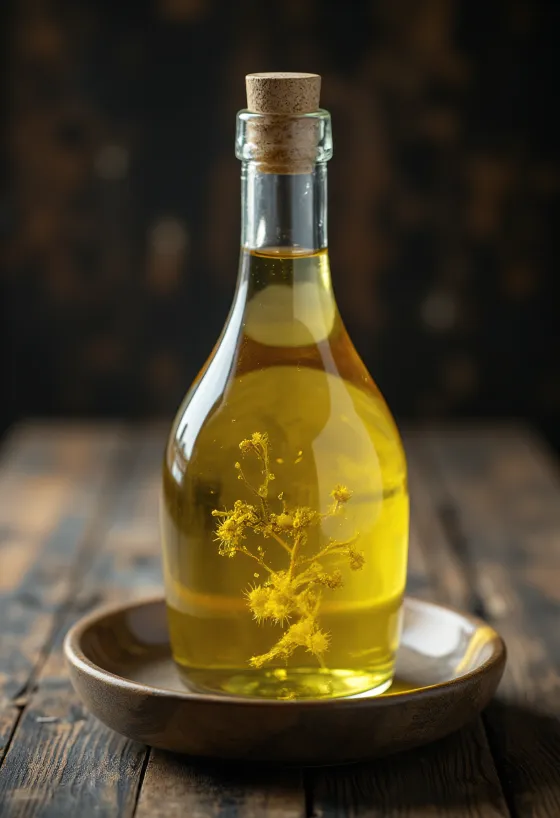 памуково масло в бутилка и купичка, до него памуково клонче