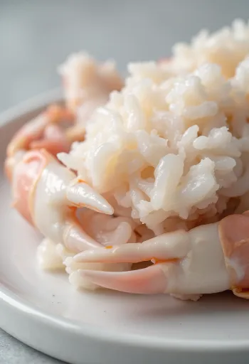 Пресен рак върху дървена дъска с лимон, чесън и подправки