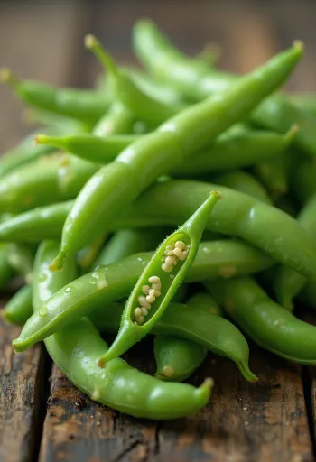 Пресни шушулки зелен фасул на дъска за рязане, частично нарязани
