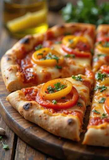 Pizza ai Peperoni с цветни чушки и моцарела