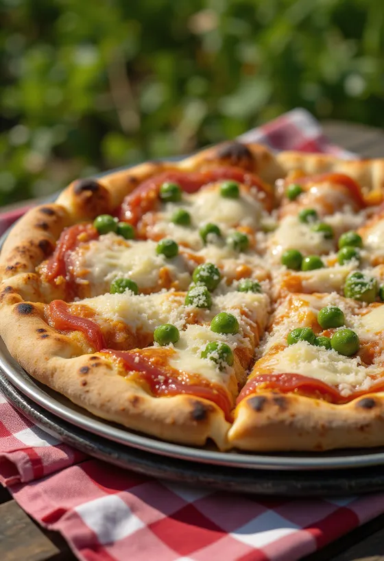 Pizza ai Piselli със зелен грах и сирене