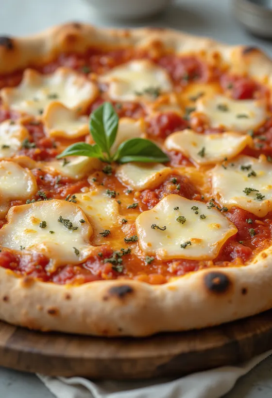 Pizza al Grana Padano със сирене и босилек