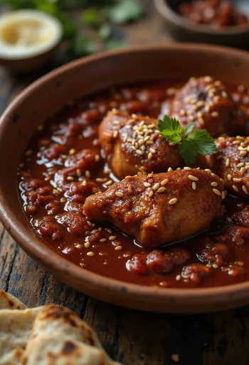 Mole rojo с пилешко месо, в богат чили сос