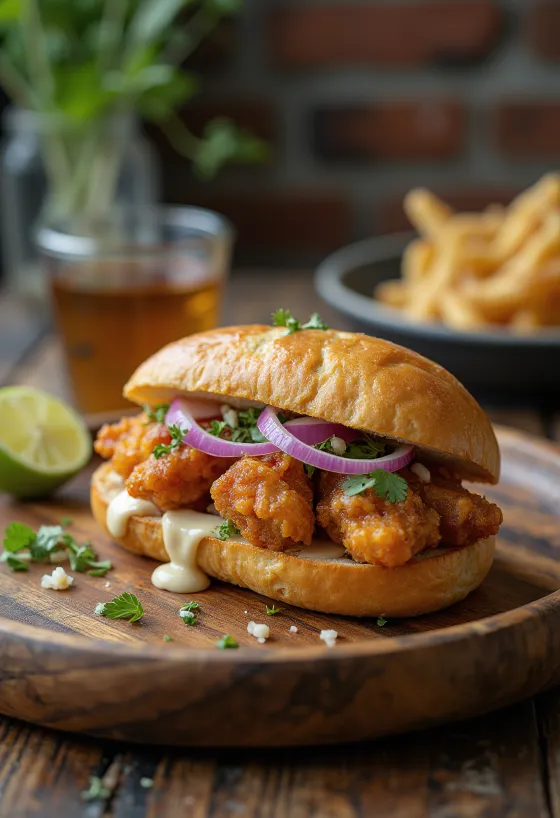 Pan con chicharrón с чеснов сос, хрупкаво свинско и свежа салата