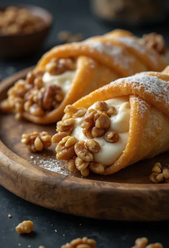 Каноли с орехи сервирани