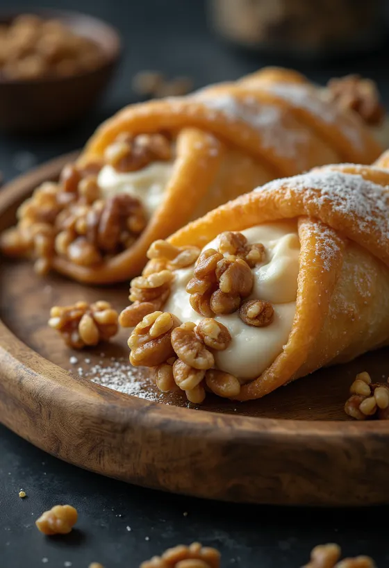 Каноли с орехи сервирани