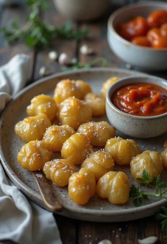 Papas arrugadas с печени чушки, канарски картофи, поднесени с опушен сос от чушки
