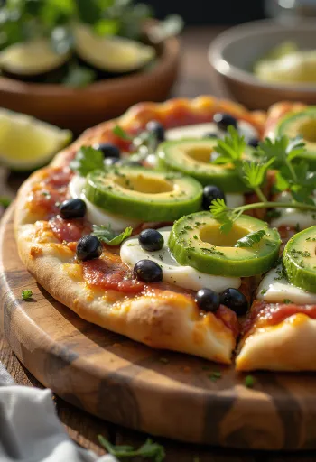 Pizza Mexicana с чушки халапеньо, черен боб и авокадо