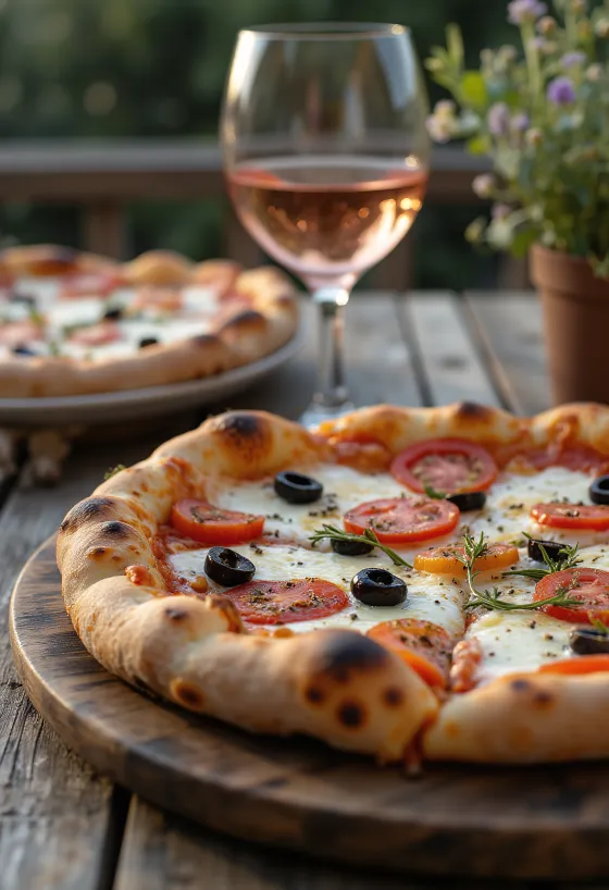 Pizza Provençale с домати, черни маслини и провансалски подправки