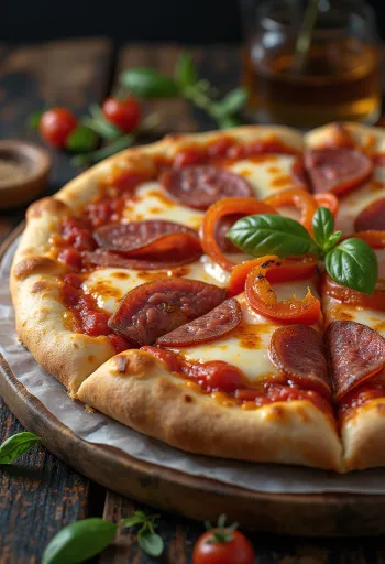 Pizza alla Campagnola със салам и зеленчуци