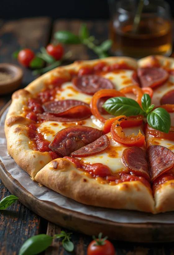 Pizza alla Campagnola със салам и зеленчуци