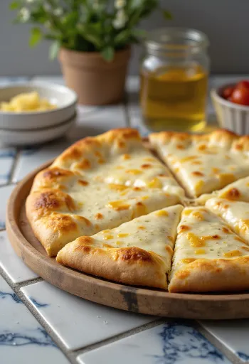 Pizza alla Crema с кремообразно сирене и босилек