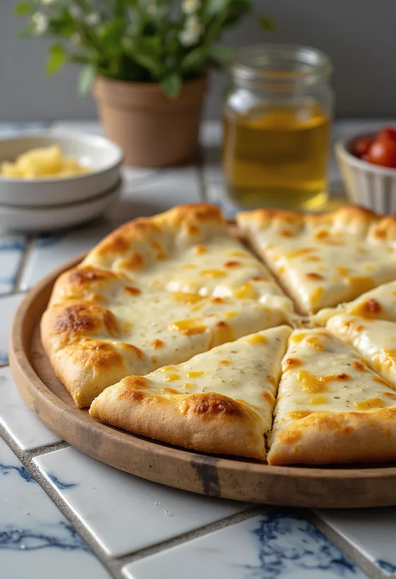 Pizza alla Crema с кремообразно сирене и босилек