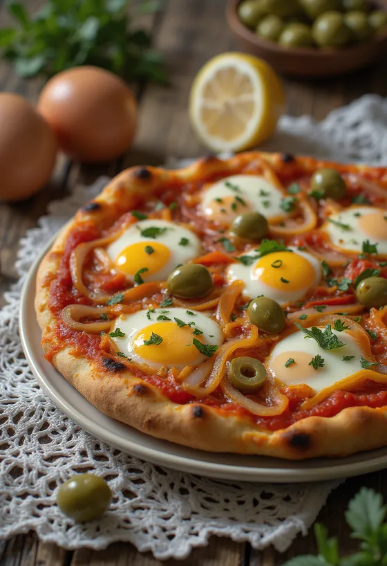 Pizza alla Caponata със сицилиански зеленчуци и моцарела