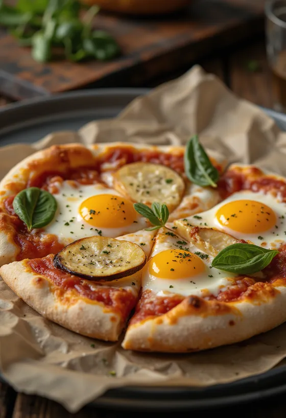 Pizza alla Melanzana с патладжан и моцарела