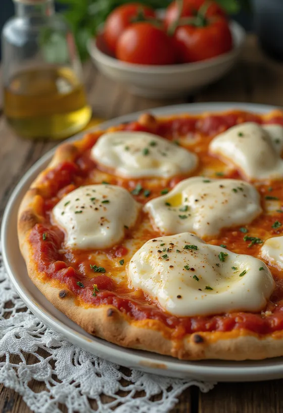 Pizza alla Mozzarella di Bufala с биволска моцарела и босилек