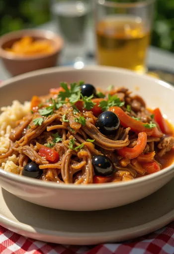 Ropa vieja в кубински стил, сервирано