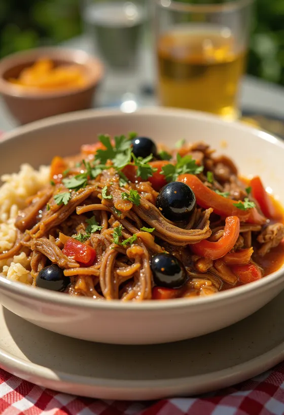 Ropa vieja в кубински стил, сервирано