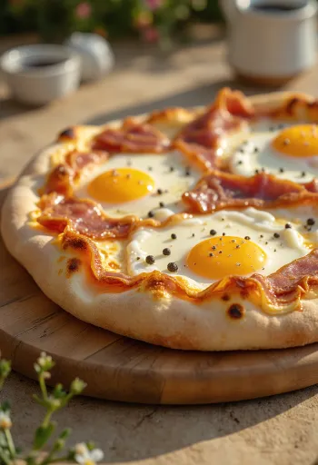 Pizza alla Pancetta e Uova с панчета и яйца