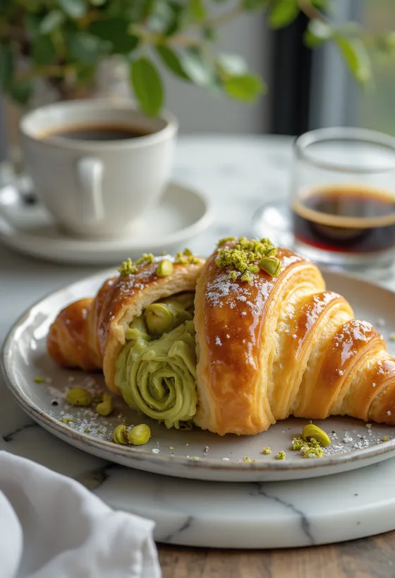 Сервиран кроасан с шамфъстък