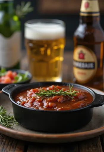 Барбекю сос с бира и розмарин в купа