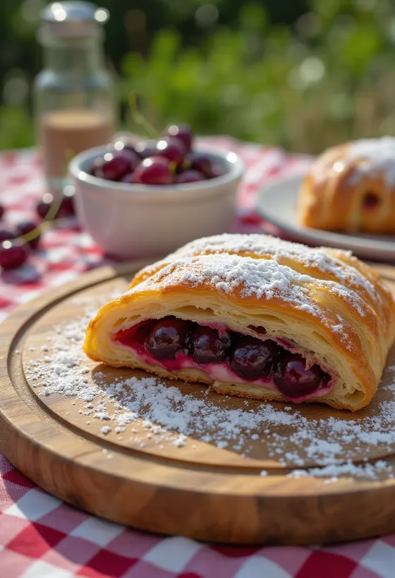 Сервиран щрудел с вишни