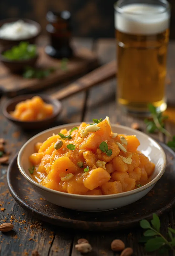Gajar ka halwa с мляко, пресни моркови, в млечен сос, сервирано прясно