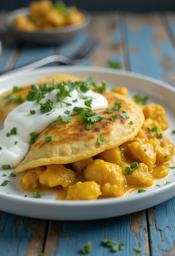 Сервирана индийска къри палачинка