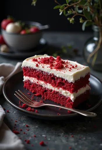 Торта Червено кадифе веган вариант с пресни плодове