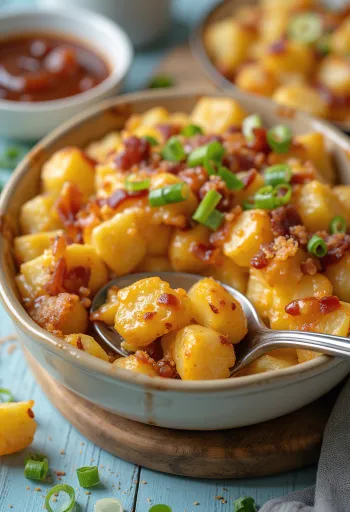 BBQ картофи със сирене, сервирани