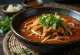 Юкгеджан обогатен с кимчи, поднесен в купа, с богати пикантни вкусове