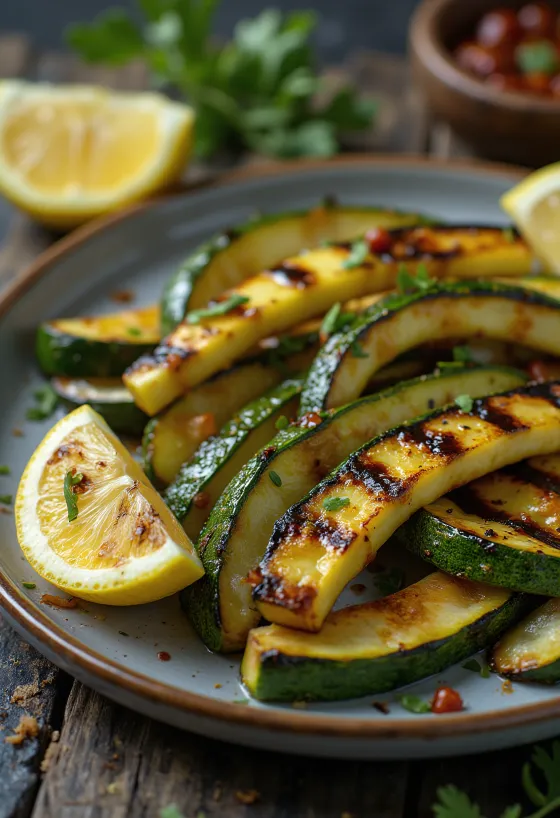 BBQ печени тиквички сервирани
