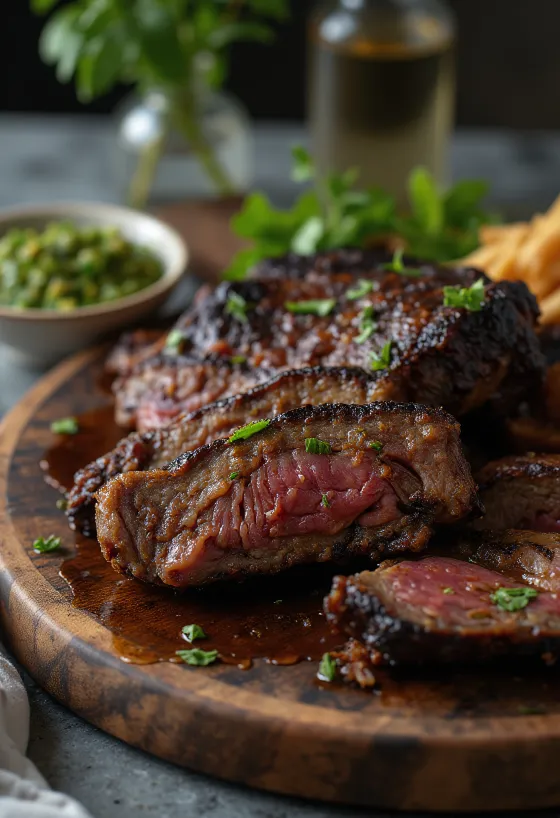 Asado аржентинско печено месо, сервирано