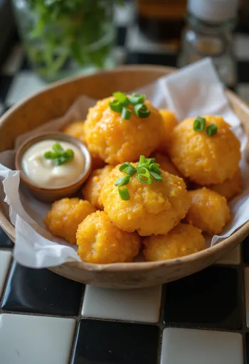 Kwek-kwek, сервиран със зелен лук