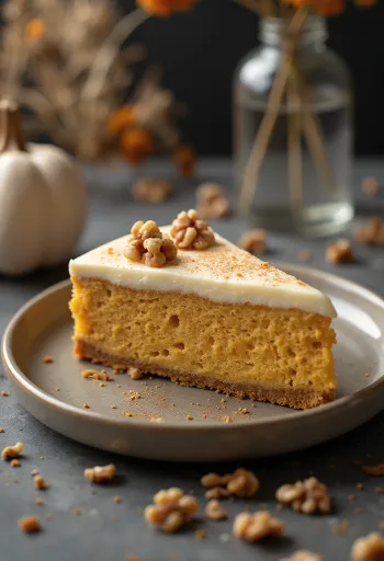 Тиквена крем торта, сервирана на парчета