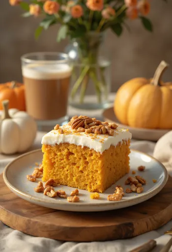 Тиквена торта с маскарпоне с есенна декорация