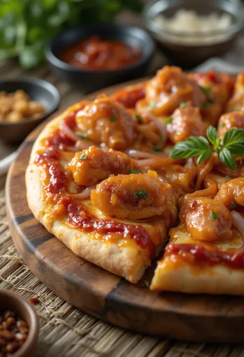 Barbecue chicken pizza с гриловано пиле и червен лук