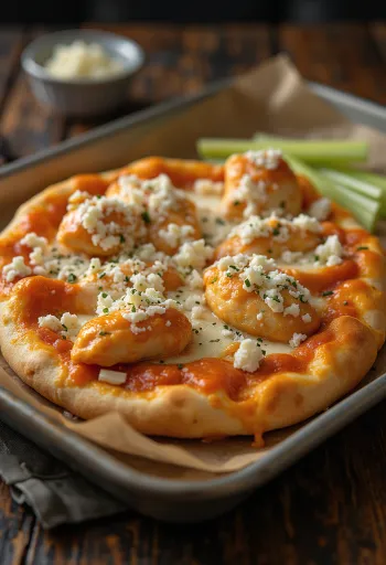 Buffalo chicken pizza с люто пиле и синьо сирене
