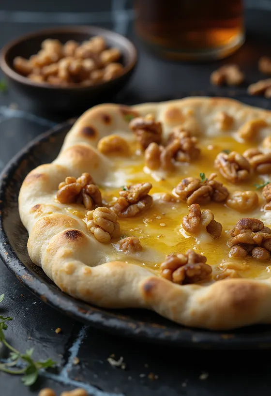 Наан с ром и орехи сервиран