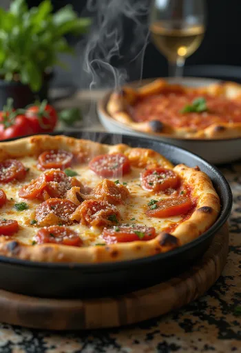 Chicago Deep-Dish Pizza с много сирене и доматен сос