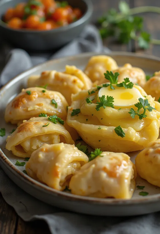 Прясно изпечен татарски пълнен хляб Qistibi