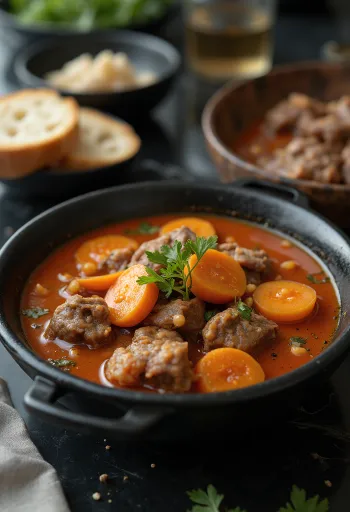 Bò kho с чесън, поднесено с кокосово мляко и подправки