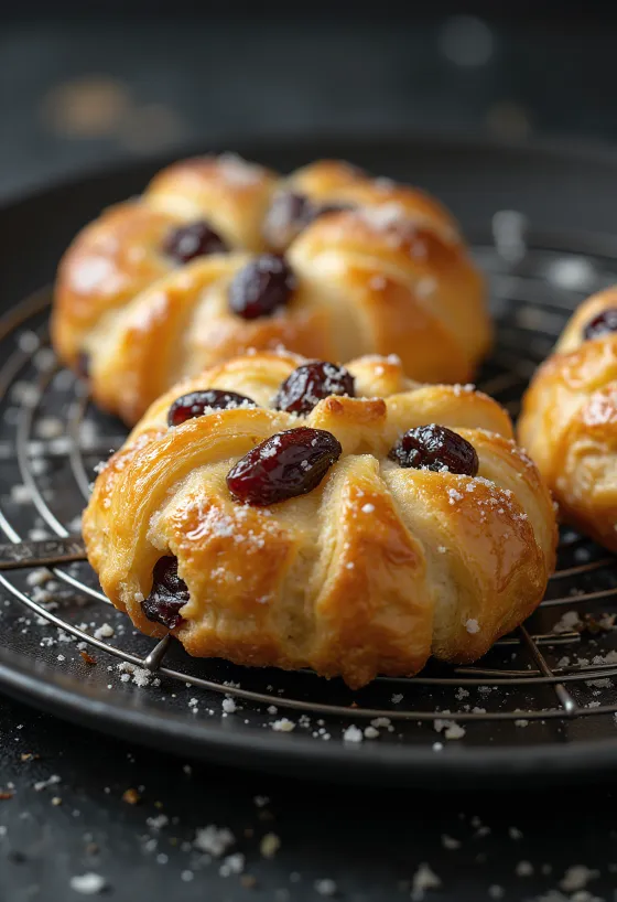 Eccles cake със златни стафиди, прясно сервиран