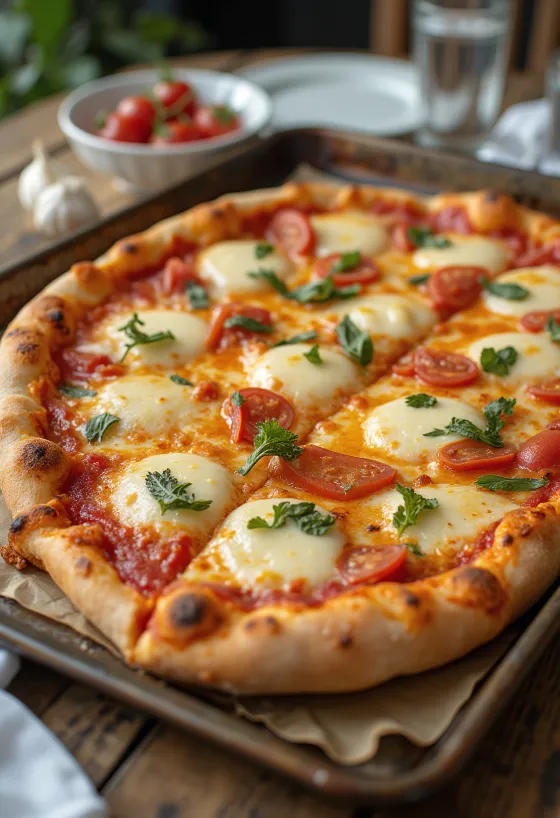 Grandma pizza с продълговато тесто и сирене