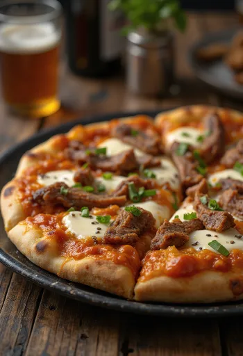 Korean Bulgogi Pizza с говеждо месо и сос гочуджанг