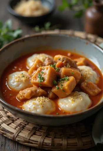 Свински гулаш с домашни галушки и сирене