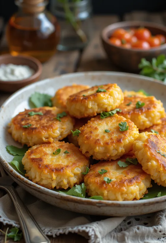 Оризови кюфтета, сервирани