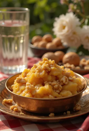 Ате ка Халва с богати пикантни вкусове, препечени орехи и розова вода.